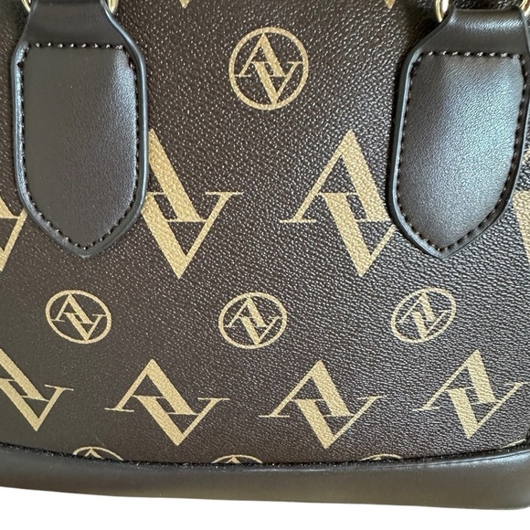 Adrienne Vittadini Brown Logo Satchel Handbag - Picture 6 of 12